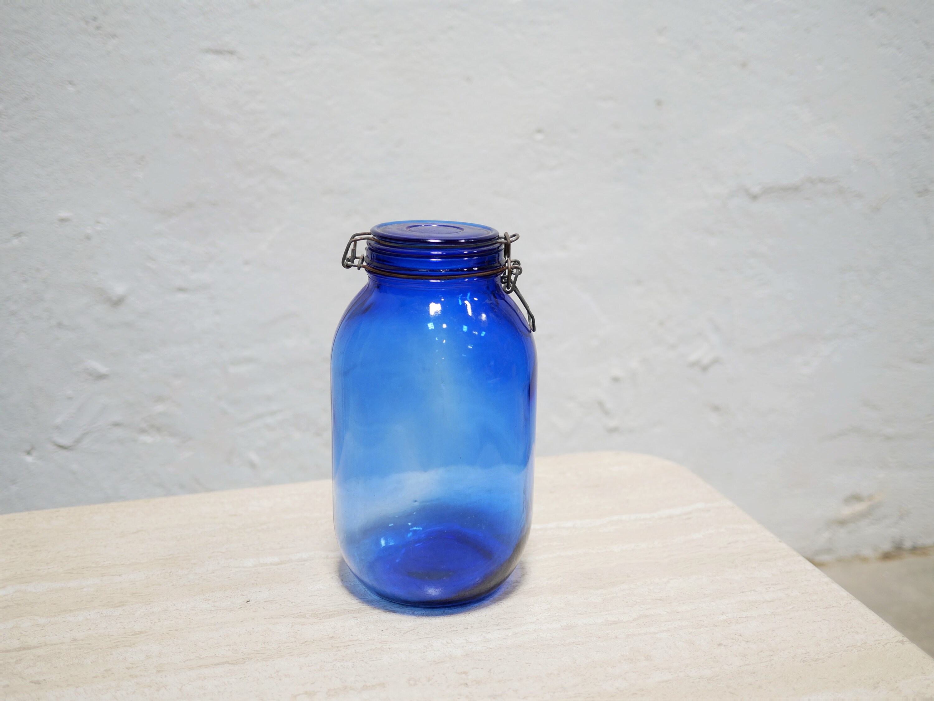 Bocal Vintage en Verre Bleu