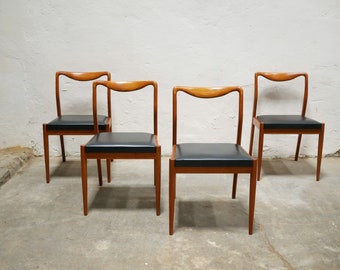 Série de 4 chaises scandinaves vintage en teck et en skaï