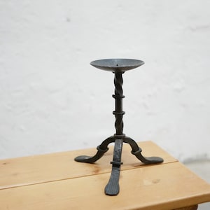 Vintage brutalist candlestick in wrought iron