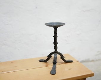 Vintage brutalist candlestick in wrought iron