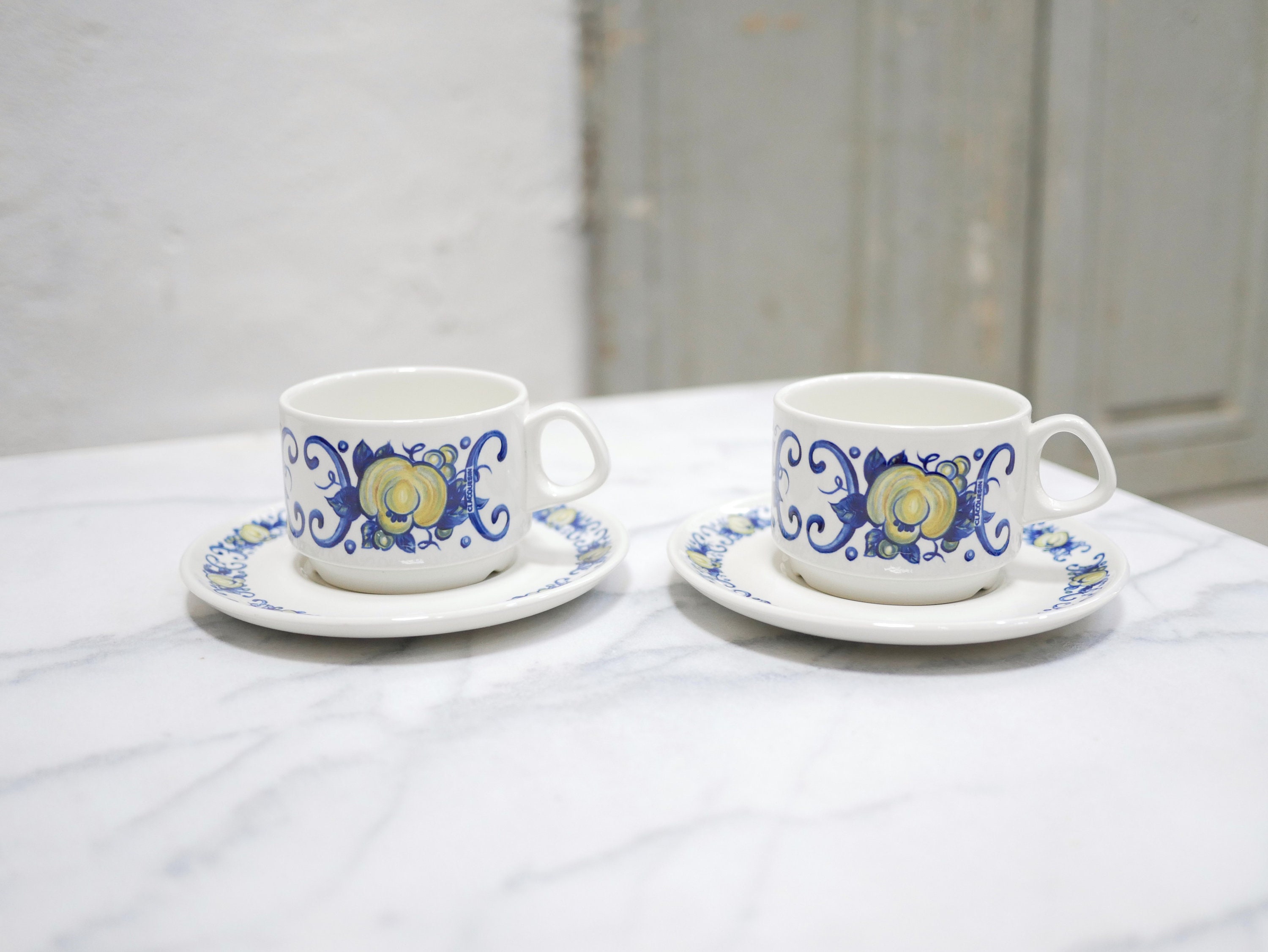 Paire de Tasses et Sous-Tasses Vintage Éditées Par Villeroy Boch