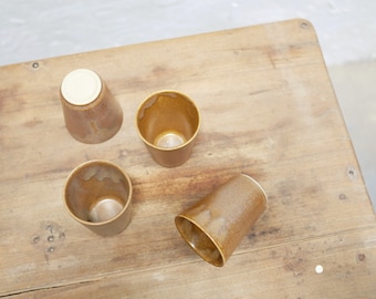 Series of 4 vintage stoneware glasses by the digoin factory, France