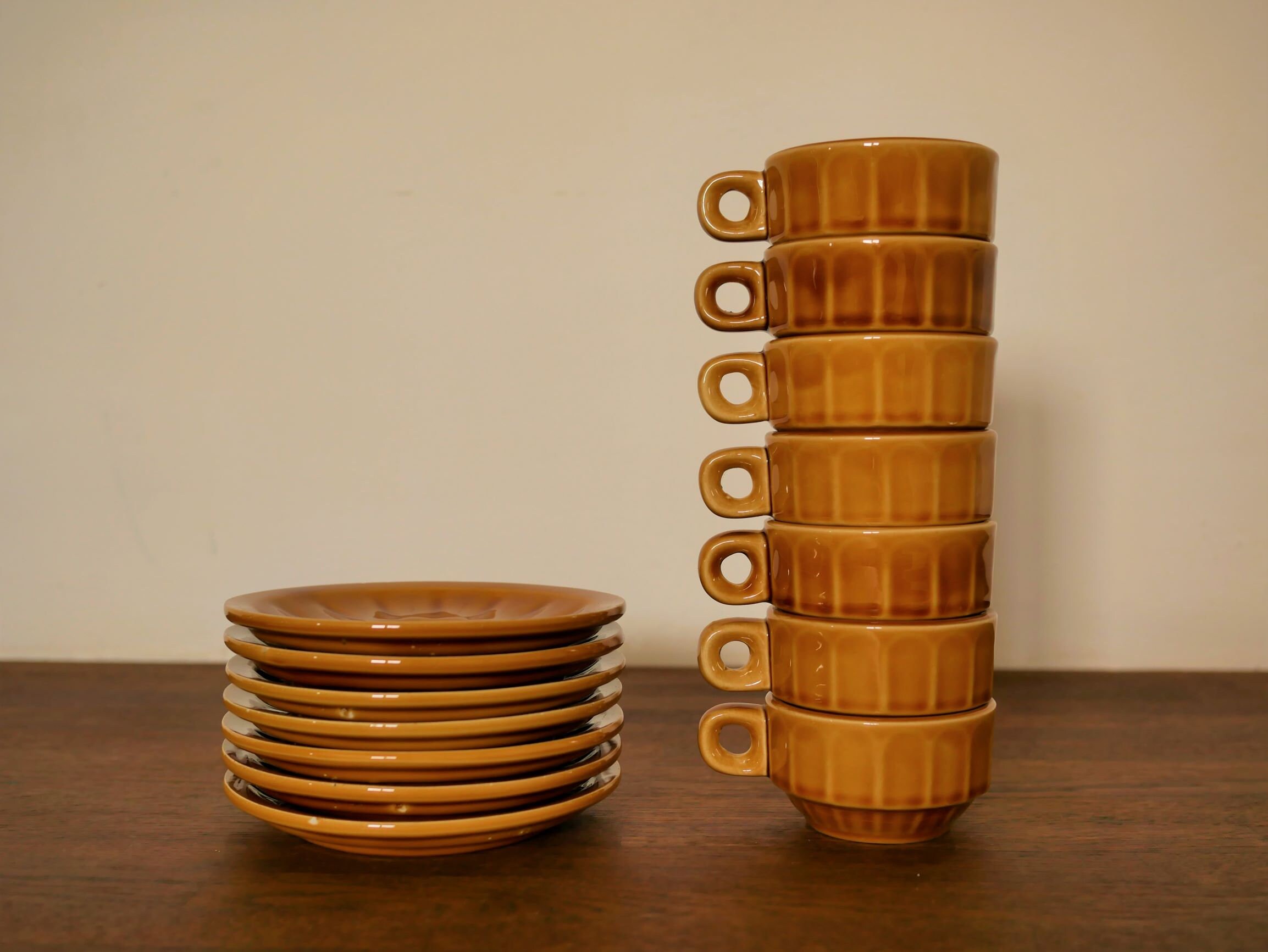 Série de 7 Tasses et Sous-Tasses Bistrot Vintage