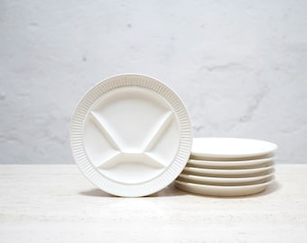 Series of 6 vintage ceramic fondue plates by the Sarreguemines manufacture, France