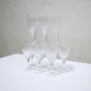 Set of 12 vintage crystal red wine glasses