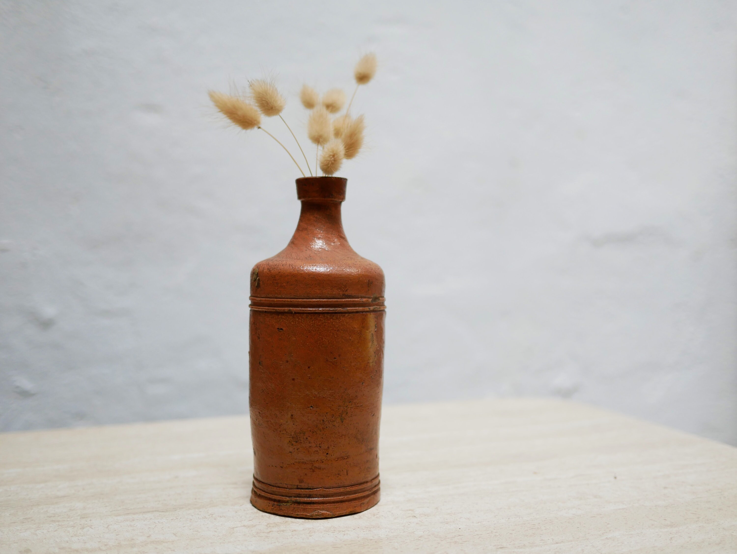Bouteille Vase Vintage en Terre Cuite Vernissée