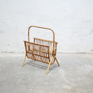 Vintage rattan magazine rack