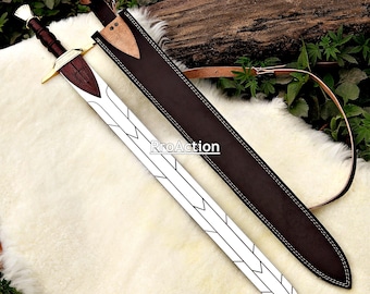 Elegant damascus master sword - Roman short viking sword - Perfect halloween costumes, gift for him, boyfriend gift, wedding & birthday gift