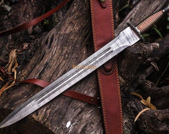 Elegant damascus master sword - Roman short viking sword - gift for him, boyfriend gift, wedding & birthday gifts, Christmas gift