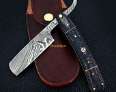 personalized straight razor, vintage straight razor, blacksmith forged, Shaving Razor, Safety razor, Leather Sheath, Wedding gift