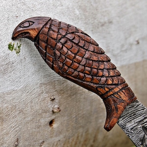 Cuchillo vikingo Bowie hecho a mano, cuchillo de caza de acero de Damasco, regalo elegante para él, regalo de cumpleaños y aniversario para esposo, novio, regalo del Día del Padre imagen 13