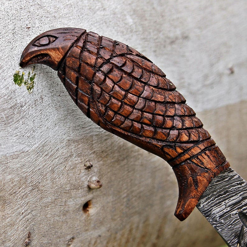 Cuchillo vikingo Bowie hecho a mano, cuchillo de caza de acero de Damasco, regalo elegante para él, regalo de cumpleaños y aniversario para esposo, novio, regalo del Día del Padre imagen 13