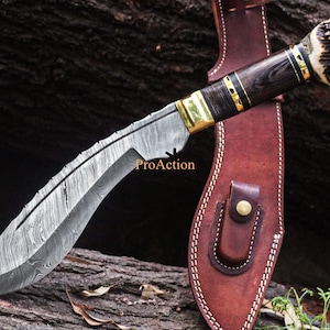 Handmade Kukri Bowie Knife Damascus hunting knife Perfect gift for dad Gift for him Gift for husband and boyfriend birthday anniversary gift