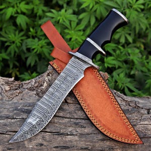 Handmade Bowie knife Hunting knife Damascus knife Elegant gift for him birthday & Anniversary gift for Husband boyfriend Halloween gift image 12