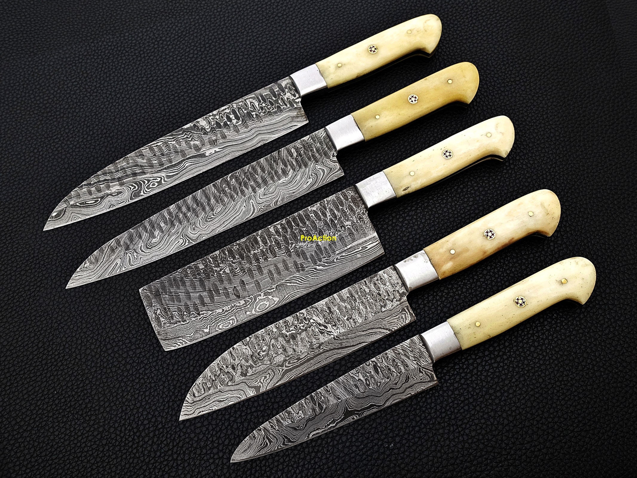 Chef knife Best quality 5Pcs Damascus chef knife set Etsy