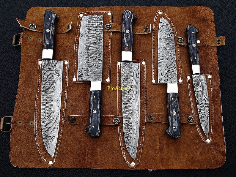 Juego de cuchillos de chef forjados a mano Juego de cuchillos de cocina hechos a mano Cuchillo de cocina de Damasco de la mejor calidad Regalo de aniversario para ella Regalos de Navidad imagen 1