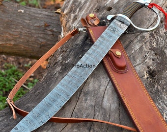 Elegant Damascus cutlass sword master sword short viking sword - Fathers day gift - gift for him - boyfriend gift - wedding & birthday gifts