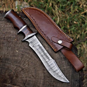 Handmade Bowie knife Hunting knife Damascus knife Elegant gift for him birthday & Anniversary gift for Husband boyfriend Halloween gift image 4