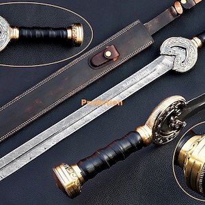 Elegant damascus sword master sword short sword with sheath, gift for him gift for boyfriend gift for dad gift for husband, valentine gift
