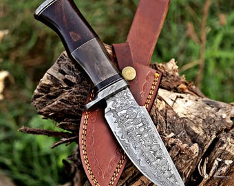 Handmade Bowie knife Hunting knife Damascus knife Elegant gift for him birthday & Anniversary gift for Husband boyfriend Christmas gift