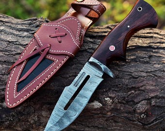 Handmade Bowie knife Hunting knife Damascus knife Elegant gift for him birthday & Anniversary gift gift for dad birthday Anniversary gift