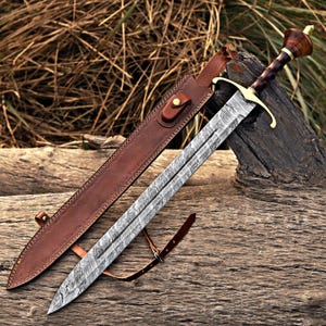 Espada de Damasco hecha a mano, espada maestra, espada vikinga corta romana, regalo para él, regalo para novio, regalo de aniversario, regalo de cumpleaños, regalo para él