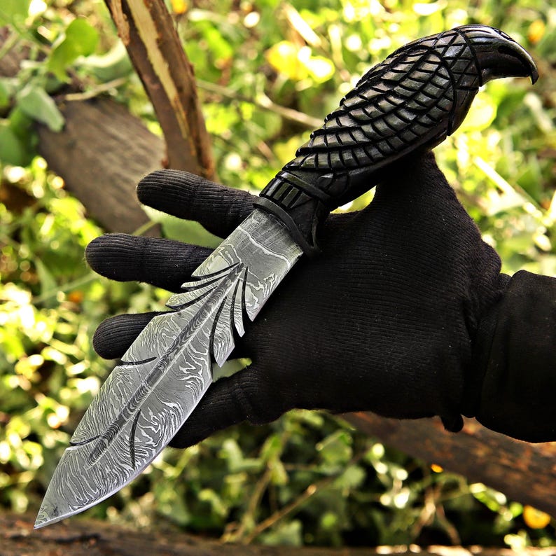 Cuchillo vikingo Bowie hecho a mano, cuchillo de caza de acero de Damasco, regalo elegante para él, regalo de cumpleaños y aniversario para esposo, novio, regalo del Día del Padre imagen 17