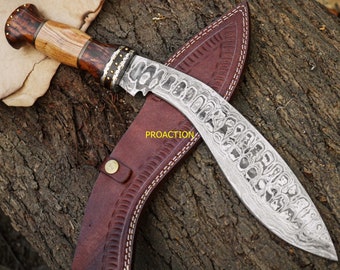 Handmade knife - Kukri Knife - Bowie Knife - Damascus Knife - hunting knife - Bushcraft Knife - knife sheath - gift for men - Christmas gift