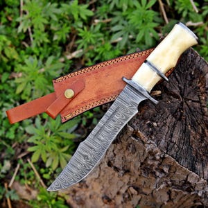 Handmade Bowie knife Hunting knife Damascus knife Elegant gift for him birthday & Anniversary gift for Husband boyfriend Halloween gift image 2
