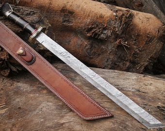 Elegant Damascus Tanto sword master sword short viking sword - Fathers day gift - gift for him - boyfriend gift - wedding & birthday gifts