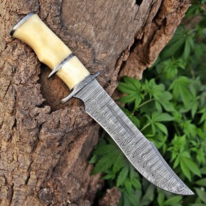 Handmade Bowie knife Hunting knife Damascus knife Elegant gift for him birthday & Anniversary gift for Husband boyfriend Halloween gift image 20