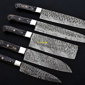 Juego de cuchillos de chef forjados a mano Juego de cuchillos de cocina hechos a mano Cuchillo de cocina de Damasco de la mejor calidad Regalo de aniversario para ella Regalos de Navidad imagen 3