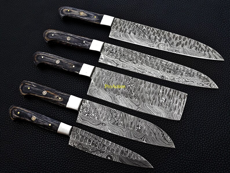 Juego de cuchillos de chef forjados a mano Juego de cuchillos de cocina hechos a mano Cuchillo de cocina de Damasco de la mejor calidad Regalo de aniversario para ella Regalos de Navidad imagen 3