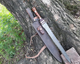 Elegant Damascus Hunting sword master sword short viking sword - Fathers day gift - gift for him - boyfriend gift - wedding & birthday gift
