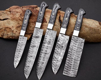 hand forged chef knives set Kitchen knife set handmade knives a quality damascus kitchen knife, Christmas gift, Gifts for her, thanksgiving