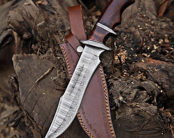 Handmade Bowie knife Hunting knife Damascus knife Elegant gift for him birthday & Anniversary gift for Husband boyfriend Fathers day gift