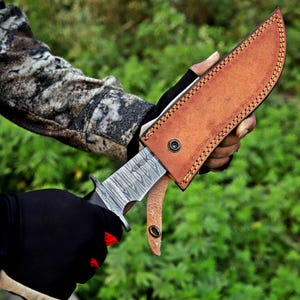 Handmade Bowie knife Hunting knife Damascus knife Elegant gift for him birthday & Anniversary gift for Husband boyfriend Halloween gift image 14