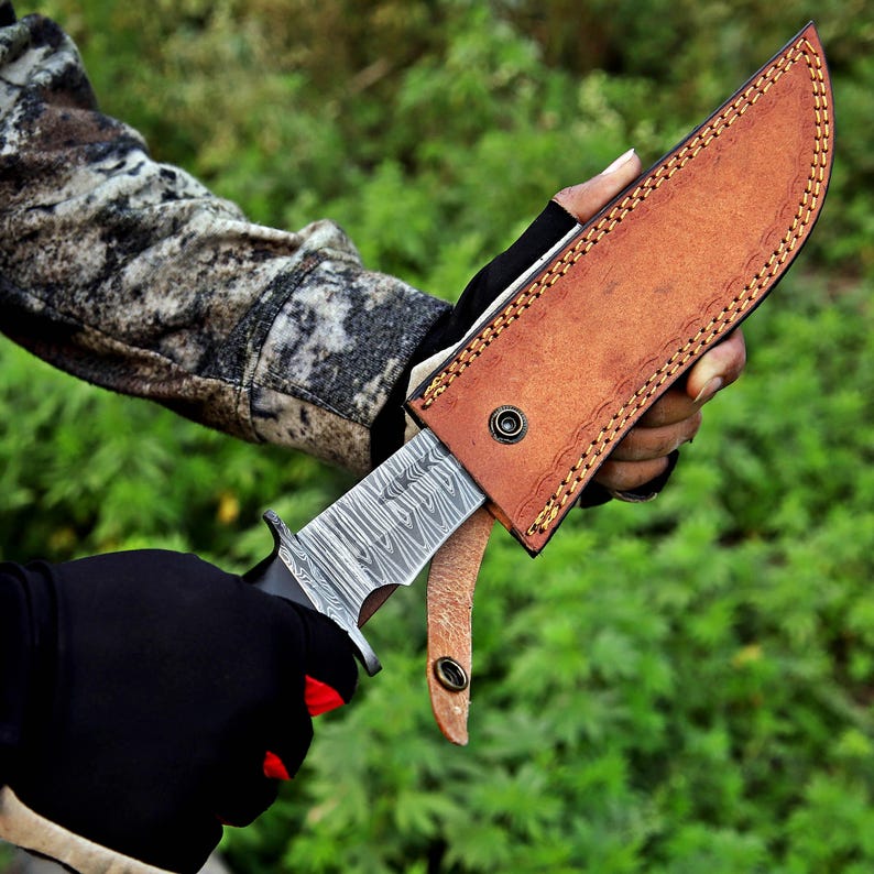 Handmade Bowie knife Hunting knife Damascus knife Elegant gift for him birthday & Anniversary gift for Husband boyfriend Halloween gift image 14
