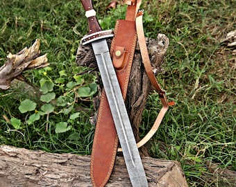 Elegant damascus master sword - Roman short viking sword - Perfect halloween costumes, gift for him, boyfriend gift, wedding & birthday gift