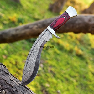 Handmade Kukri Bowie Knife Damascus hunting knife Perfect gift for dad Gift for him Gift for husband and boyfriend birthday anniversary gift