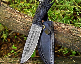Viking Custom Bowie knife Hunting Bushcraft Knife handmade knife gift for him Birthday Anniversary Christmas gift for Husband boyfriend