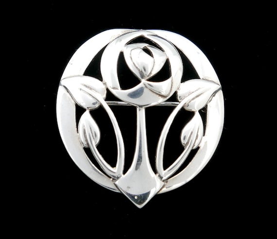 Sterling Silver Glasgow Rose Rennie Mackintosh Brooch Art Nouveau