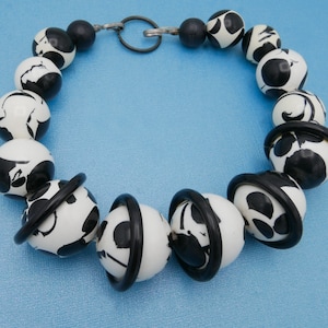 Vintage 80's Black and White Plastic Necklace DEADSTOCK - Etsy