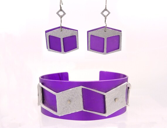 Vintage 1980s Memphis Style Anodized Aluminum Geom