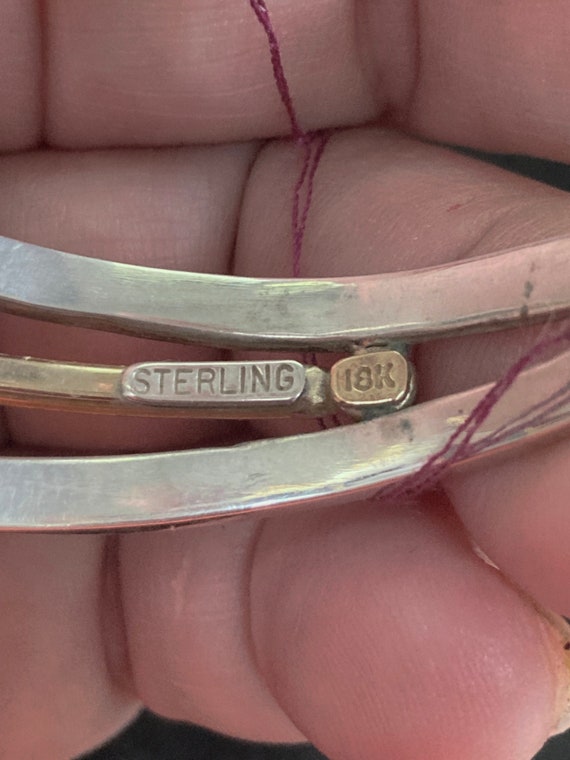18k Gold Sterling Silver Native American Cuff Bra… - image 4