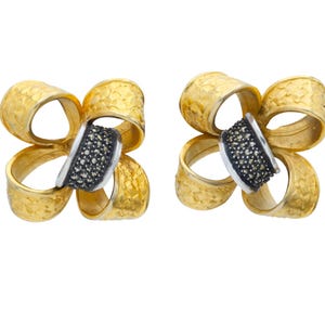 Vintage Judith Jack Sterling Silver Marcasite Bow Statement Earrings