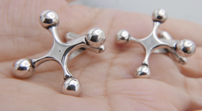 Vintage Ed Levin Jacks X Sterling Silver Cufflinks Modernist Abstract