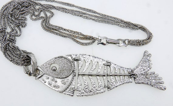 Pendentif Poisson En Argent 925 - Style Vintage Années 70 - Fabriqué En Italie - Occasion