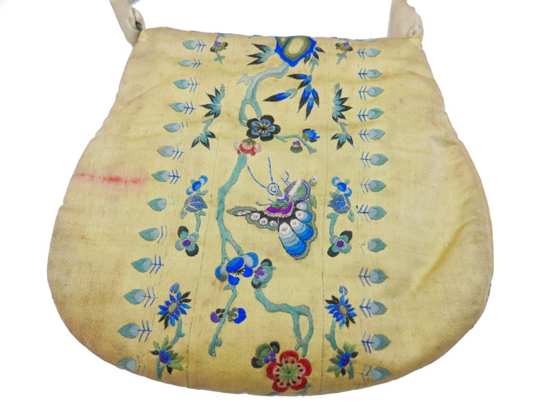 Antique 18thc 19thc Chinese Embroidered Silk Purse Birds Etsy