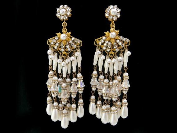 Vintage Statement Dangle Chandelier Crystal Baroqu